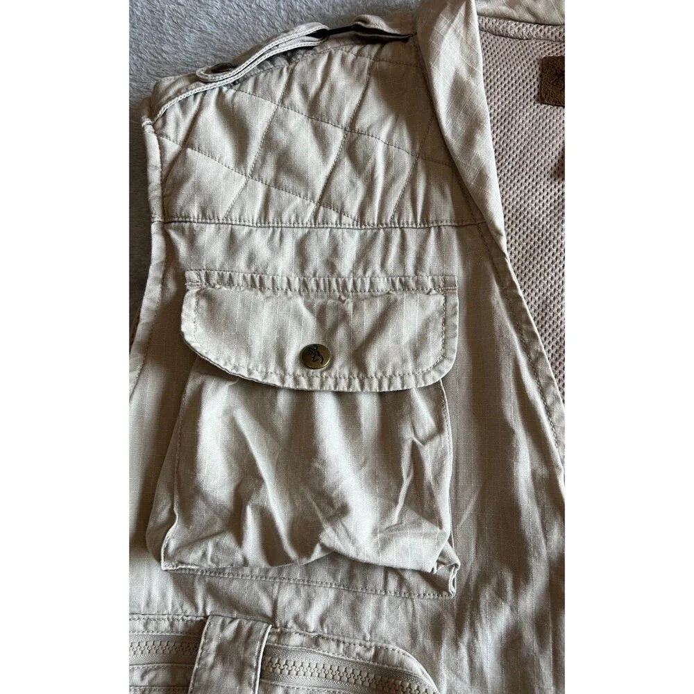 Vintage Browning 90's Multi Pocket Hunting Fishing Utility Vest  Khaki Tan XL